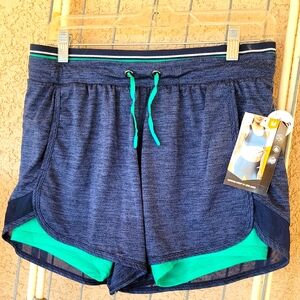 NEW AVIA Women's Blue and Green Athletic Shorts sz M 8-10